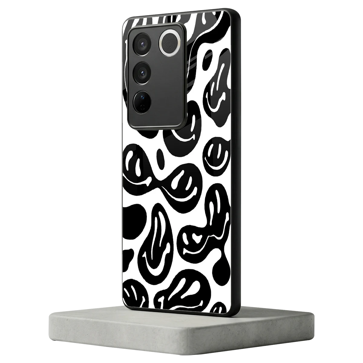 Acid Smiles BW vivo v27 5g mobile cover | shockproof glass phone case