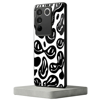 Acid Smiles BW vivo v27 5g mobile cover | shockproof glass phone case
