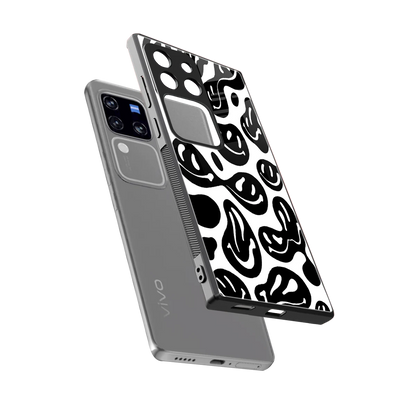 Acid Smiles BW sleekvivo v30 pro cover with tempered glass back and TPU edges