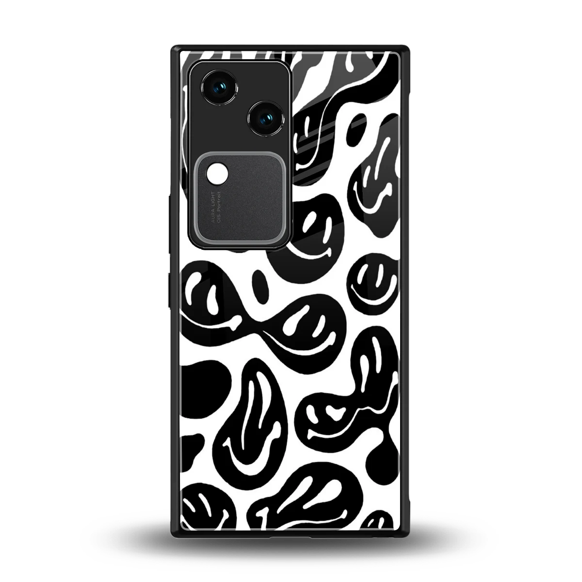 Acid Smiles BW back phone cover | glass case for vivo v30