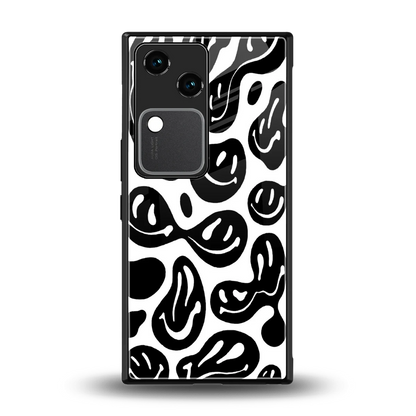Acid Smiles BW back phone cover | glass case for vivo v30