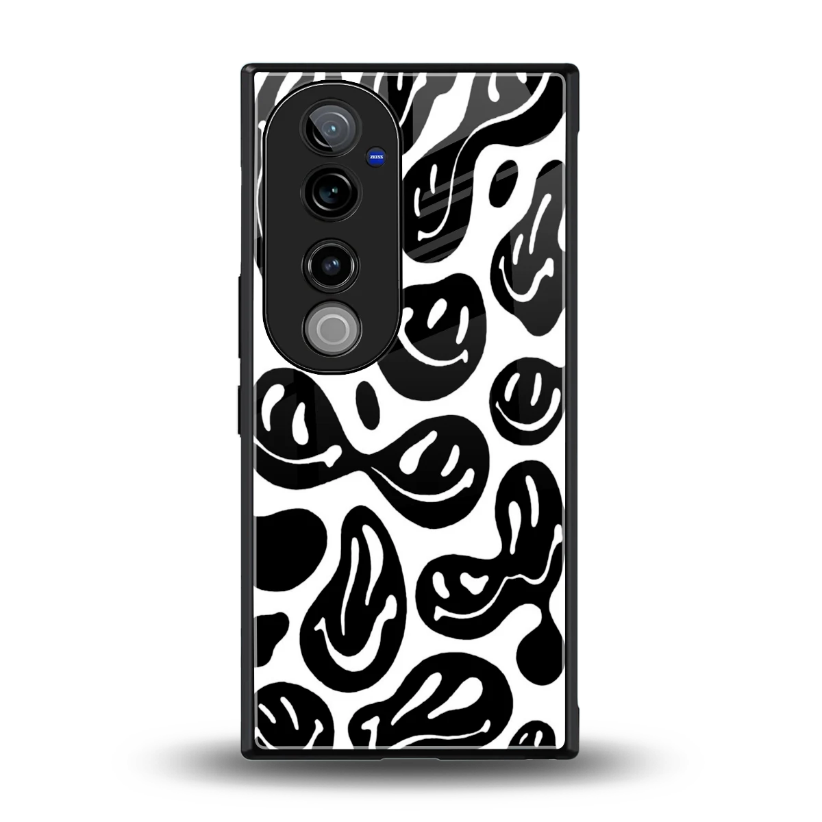 Acid Smiles BW back phone cover | glass case for vivo v40 pro