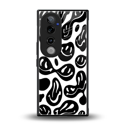 Acid Smiles BW back phone cover | glass case for vivo v40 pro