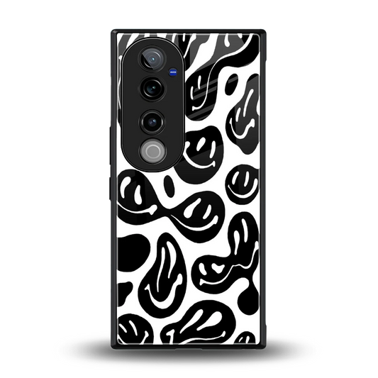 Acid Smiles BW back phone cover | glass case for vivo v40 pro