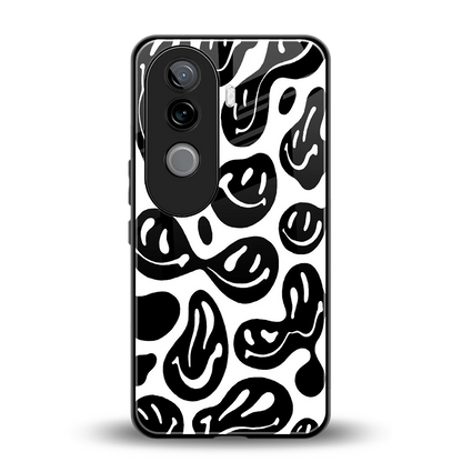 Acid Smiles BW back phone cover | glass case for vivo v40e