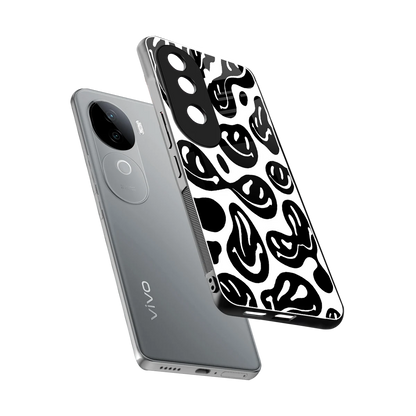 Acid Smiles BW sleek vivo v40e cover with tempered glass back and TPU edges