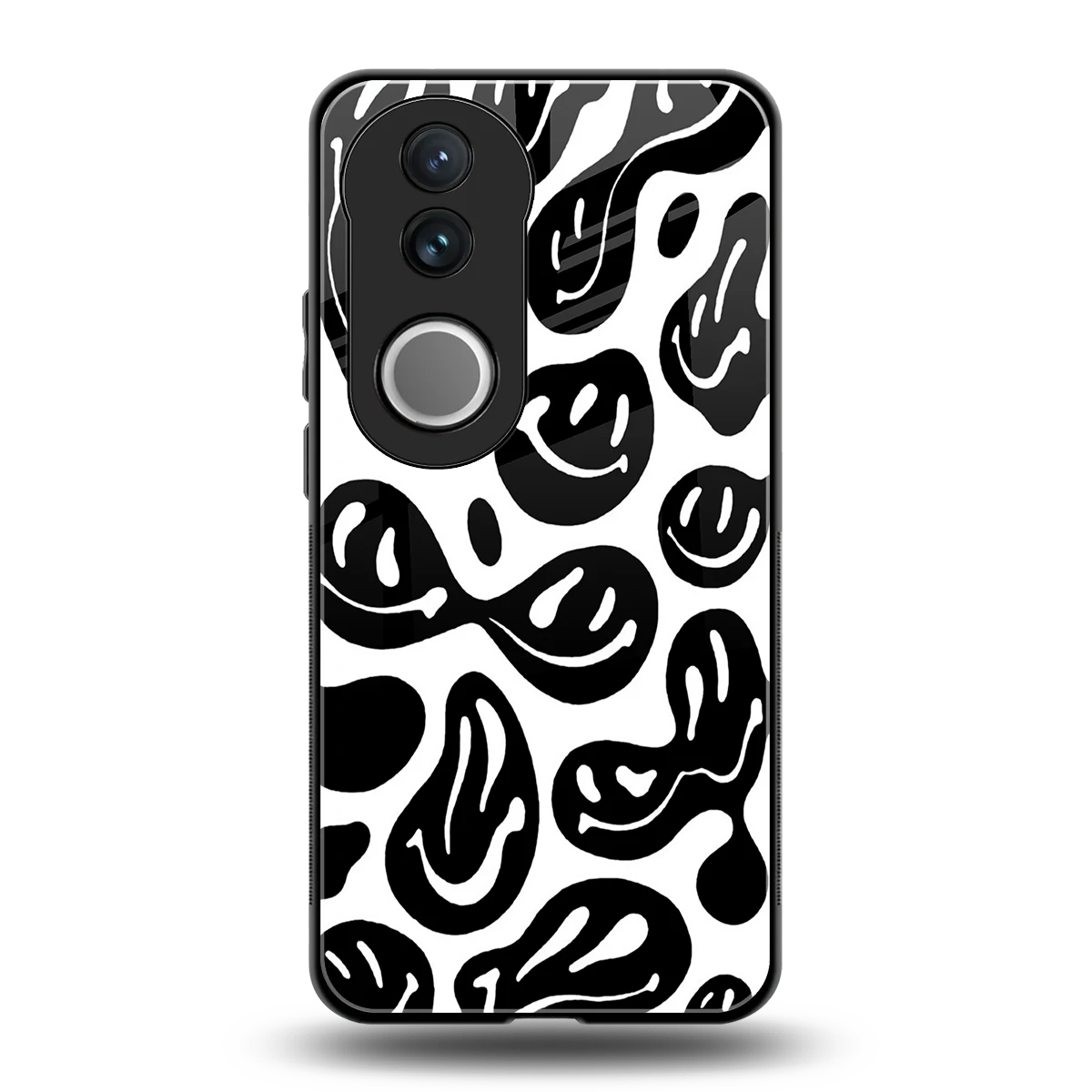 Acid Smiles BW back phone cover | glass case for vivo v50
