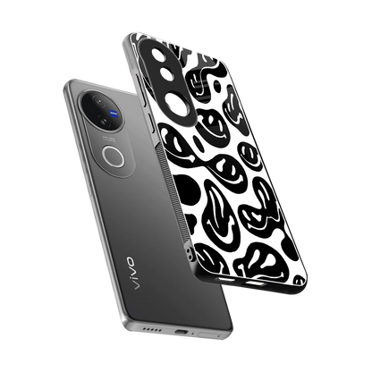 Acid Smiles BW sleek vivo v50 cover with tempered glass back and TPU edges