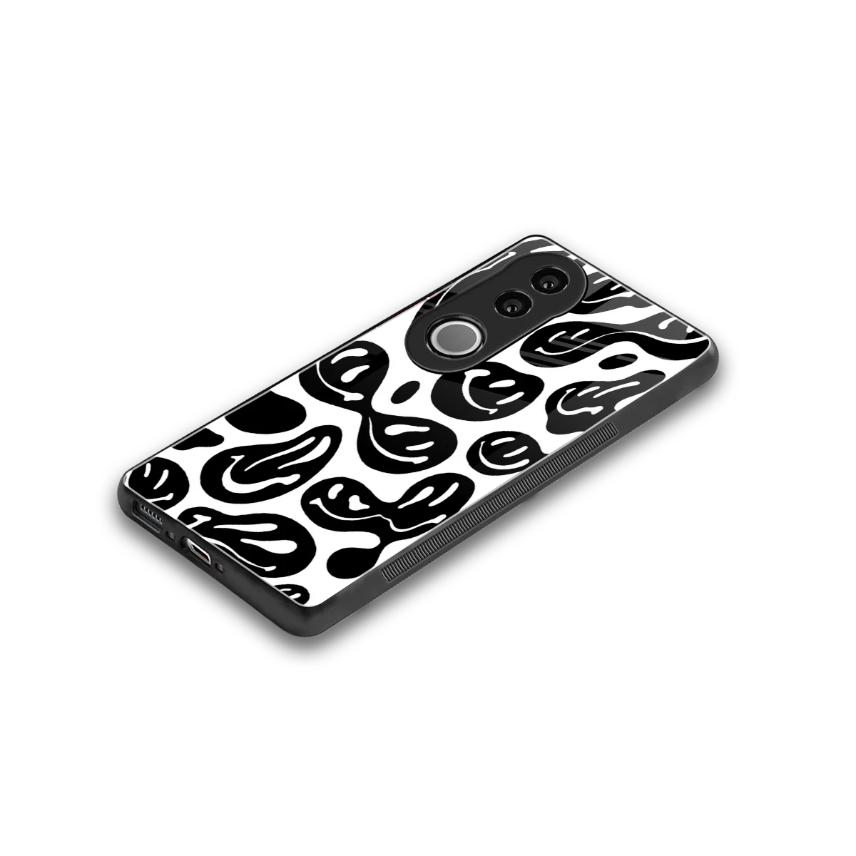 Acid Smiles BW stylish phone case for vivo v50 | glossy glass and slim fit