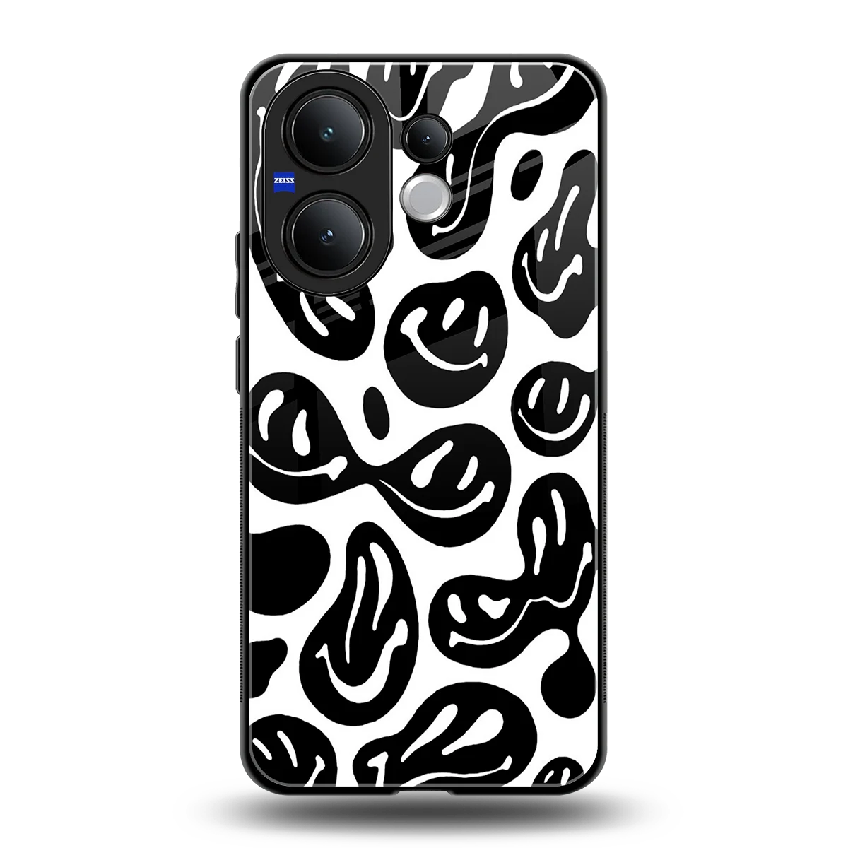 Acid Smiles BW back phone cover | glass case for vivo v60
