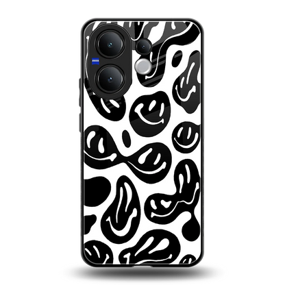 Acid Smiles BW back phone cover | glass case for vivo v60