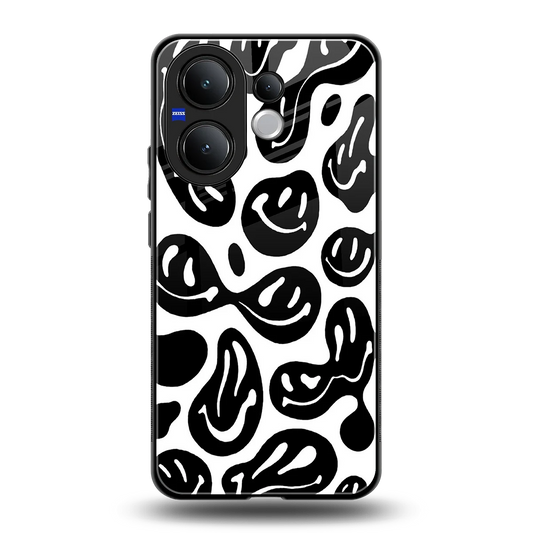 Acid Smiles BW back phone cover | glass case for vivo v60