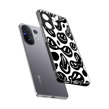 Acid Smiles BW sleek vivo v60 cover with tempered glass back and TPU edges