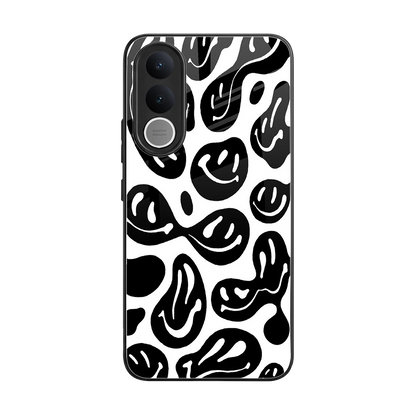Acid Smiles BW back phone cover | glass case for vivo v70 fe