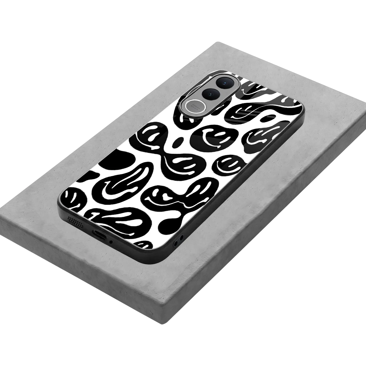 Acid Smiles BW stylish phone case for vivo v70 fe | glossy glass and slim fit