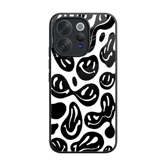 Acid Smiles BW back phone cover | glass case for vivo v70