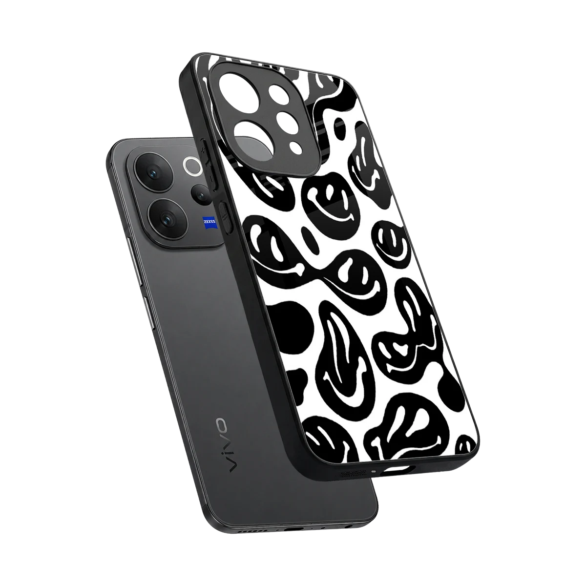 Acid Smiles BW sleek vivo v70 cover with tempered glass back and TPU edges