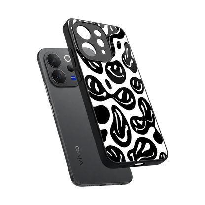 Acid Smiles BW sleek vivo v70 cover with tempered glass back and TPU edges