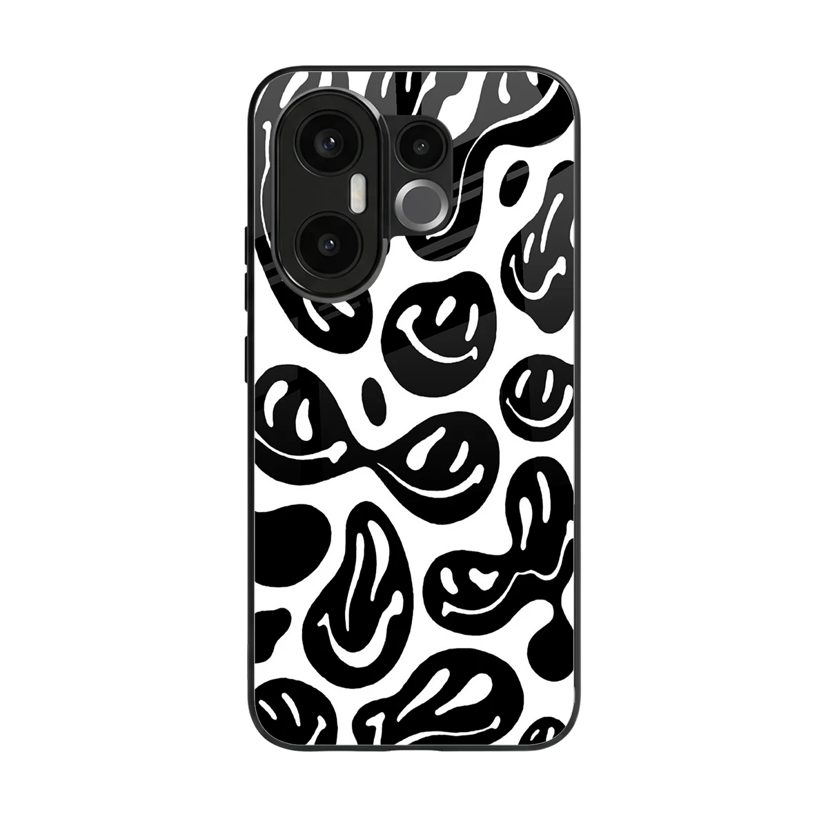 Acid Smiles BW back phone cover | glass case for vivo x200 fe