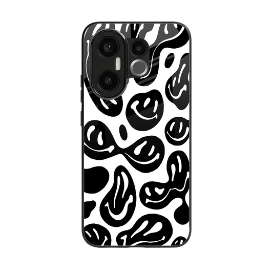 Acid Smiles BW back phone cover | glass case for vivo x200 fe