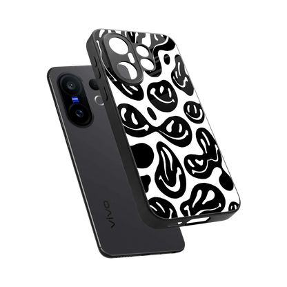 Acid Smiles BW sleek vivo x200 fe cover with tempered glass back and TPU edges