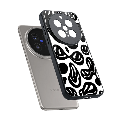 Acid Smiles BW sleek vivo x200 pro cover with tempered glass back and TPU edges