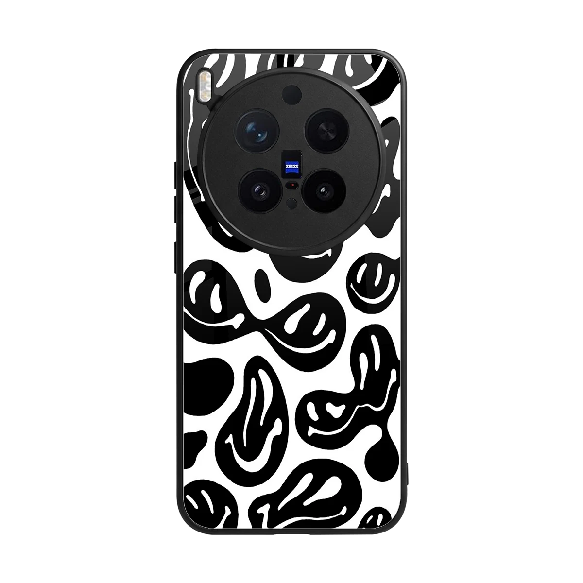 Acid Smiles BW back phone cover | glass case for vivo x300 pro
