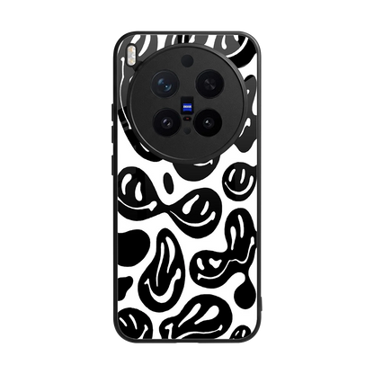 Acid Smiles BW back phone cover | glass case for vivo x300 pro
