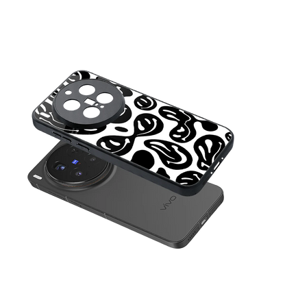Acid Smiles BW sleek vivo x300 pro cover with tempered glass back and TPU edges