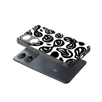 Acid Smiles BW sleek Vivo-y100 cover with tempered glass back and TPU edges