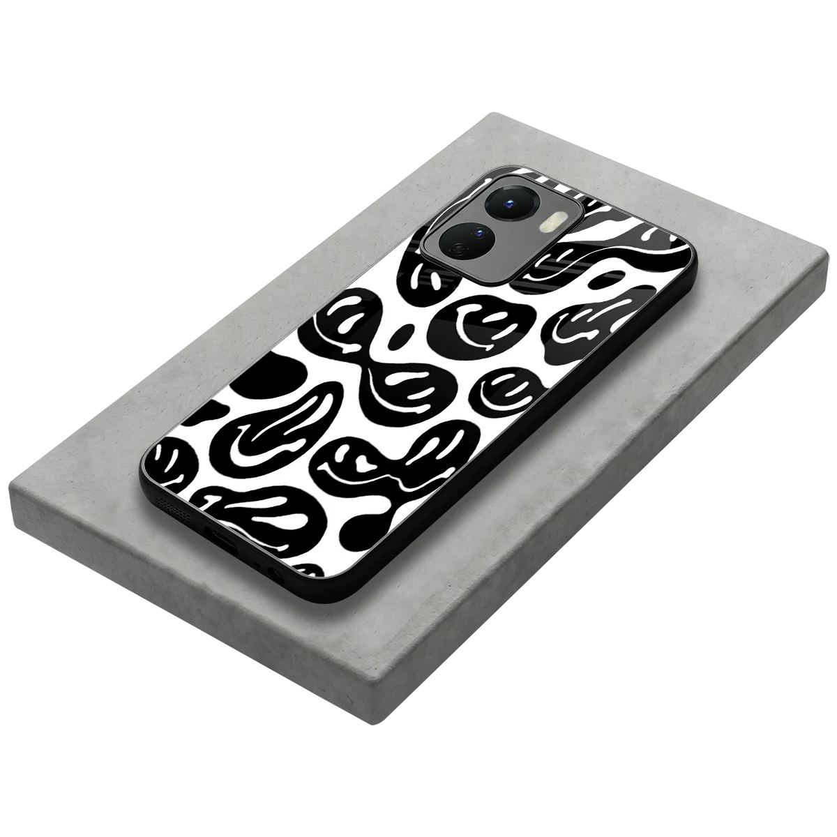 Acid Smiles BW stylish phone case for vivo y16 | glossy glass and slim fit