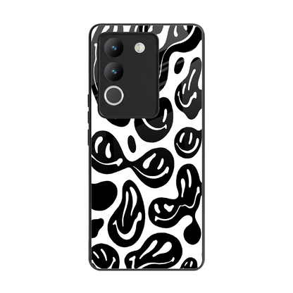Acid Smiles BW back phone cover | glass case for vivo y200 5g