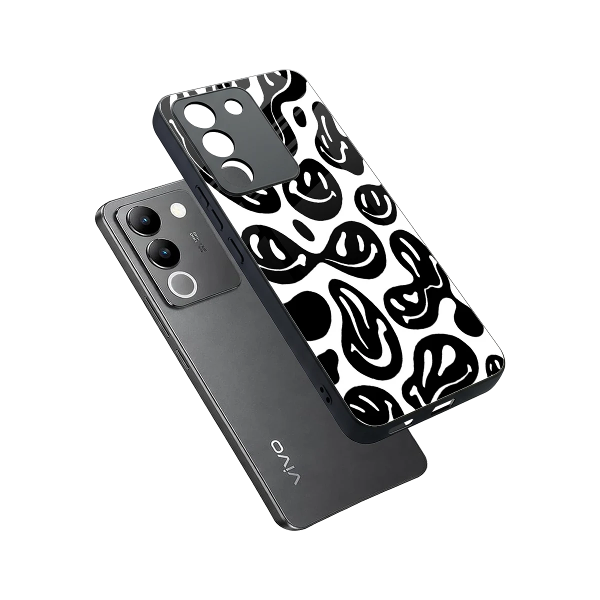 Acid Smiles BW sleek vivo y200 5g cover with tempered glass back and TPU edges