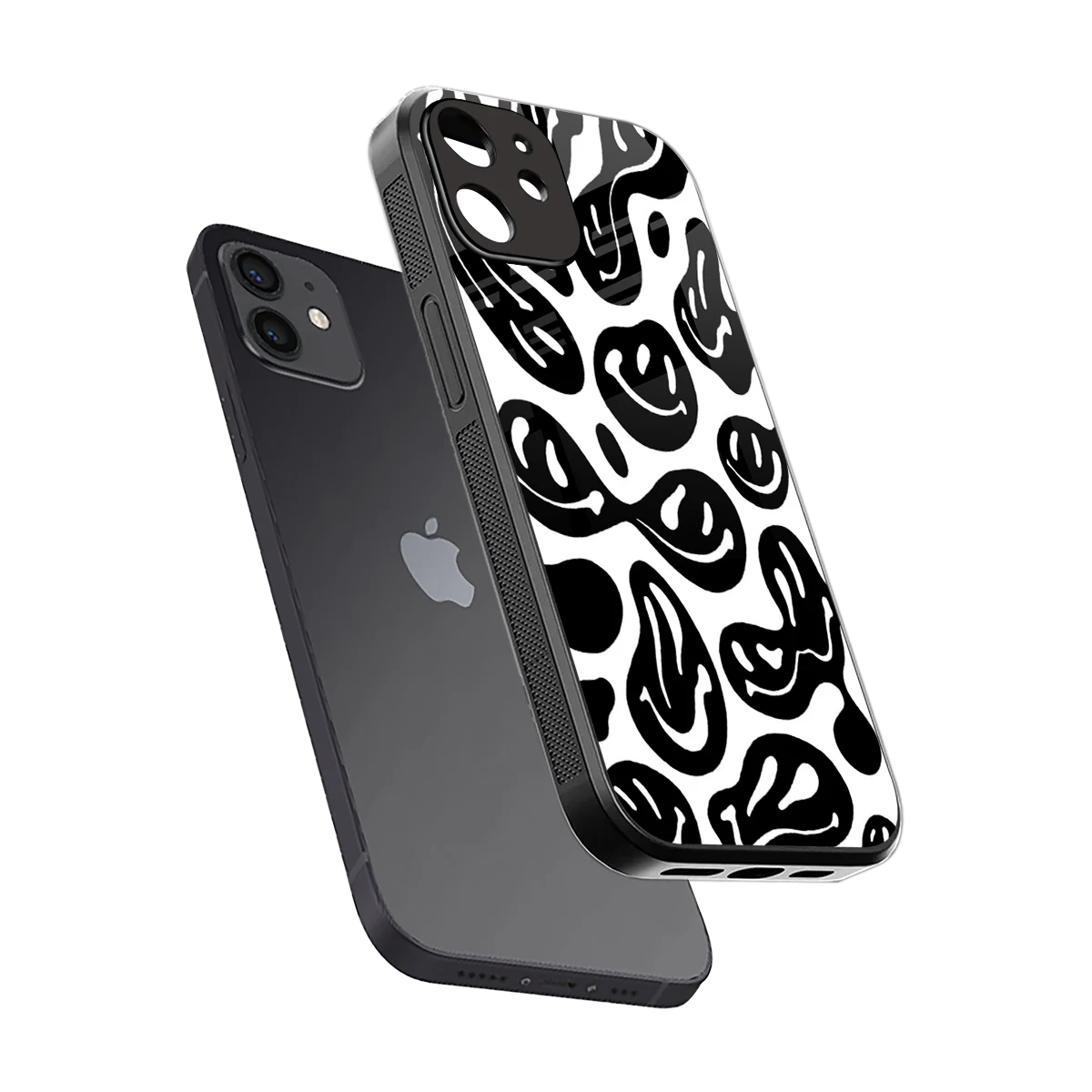 Acid Smiles BW sleek iphone 12 cover with tempered glass back and TPU edges