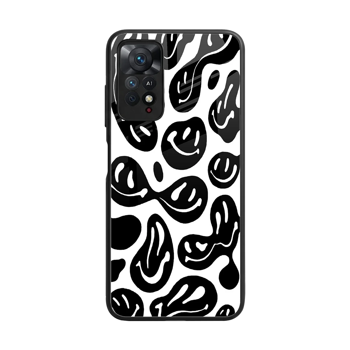Acid Smiles BW back phone cover | glass case for redmi note 11 pro