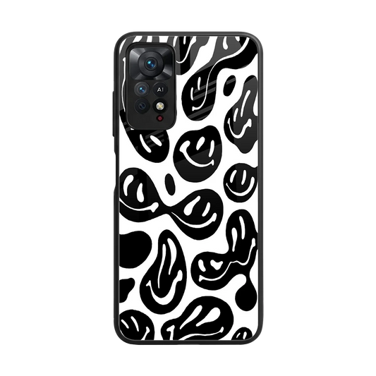 Acid Smiles BW back phone cover | glass case for redmi note 11 pro