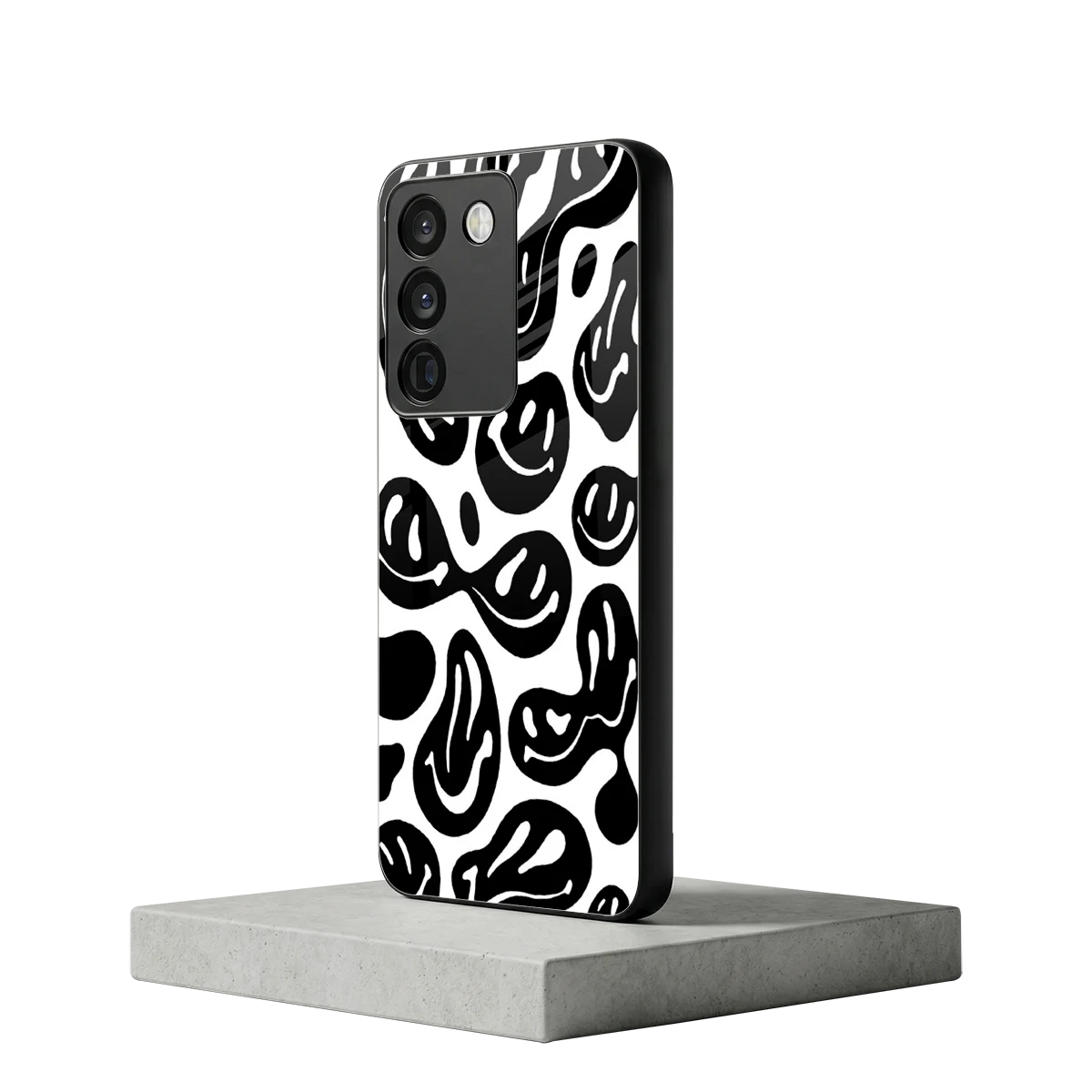 Acid Smiles BW vivo y200 5g mobile cover | shockproof glass phone case