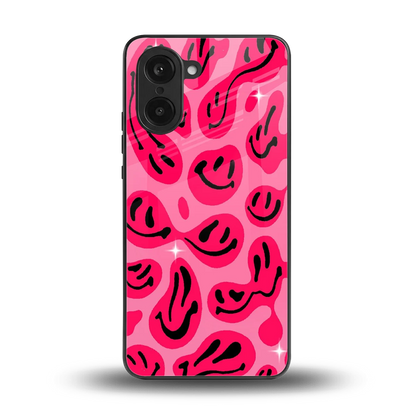 Acid Smiles Pink back phone cover | glass case for oneplus nord ce5 5g