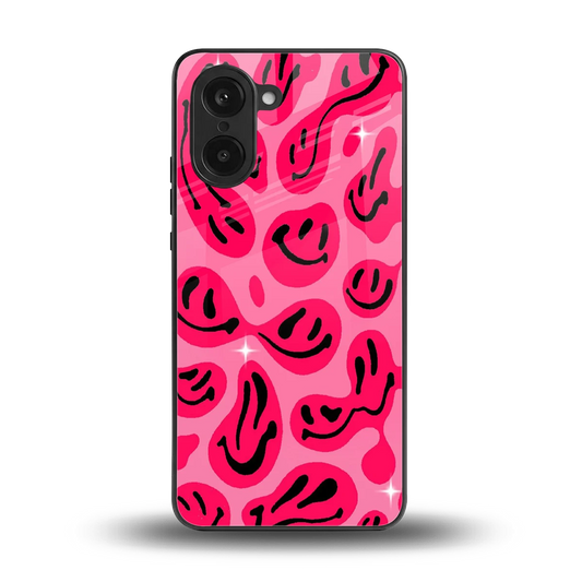Acid Smiles Pink back phone cover | glass case for oneplus nord ce5 5g
