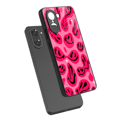 Acid Smiles Pink sleek oneplus nord ce5 5g cover with tempered glass back and TPU edges