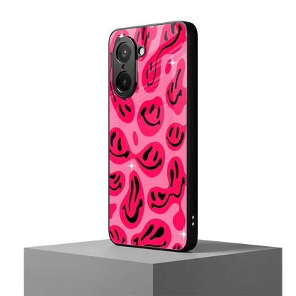 Acid Smiles Pink oneplus nord ce5 5g mobile cover | shockproof glass phone case