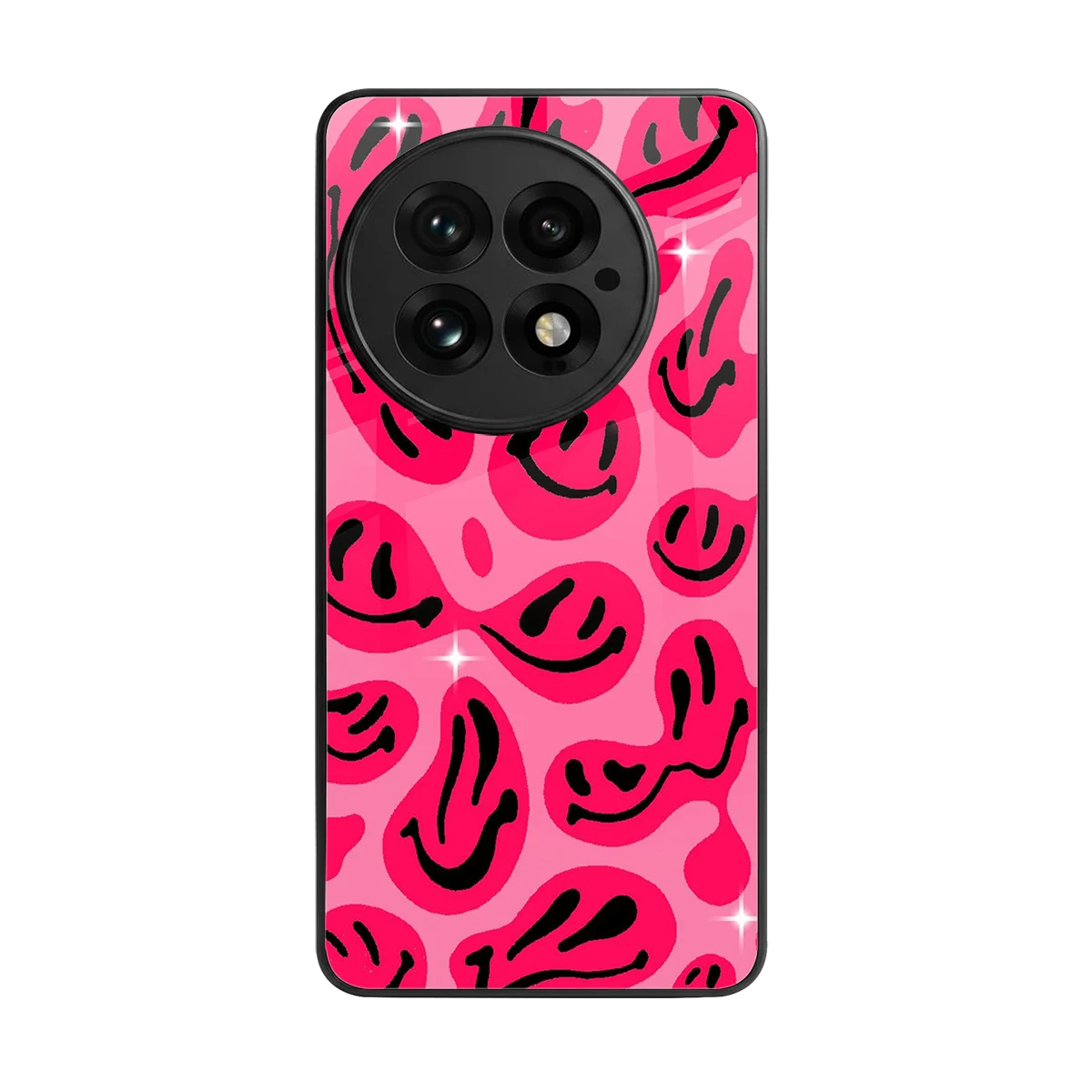 Acid Smiles Pink back phone cover | glass case for oneplus 13