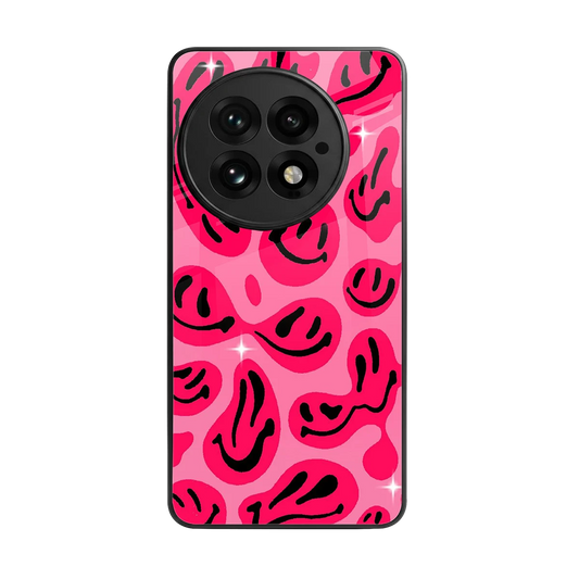 Acid Smiles Pink back phone cover | glass case for oneplus 13