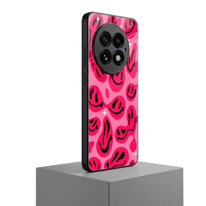 Acid Smiles Pink oneplus 13 mobile cover | shockproof glass phone case