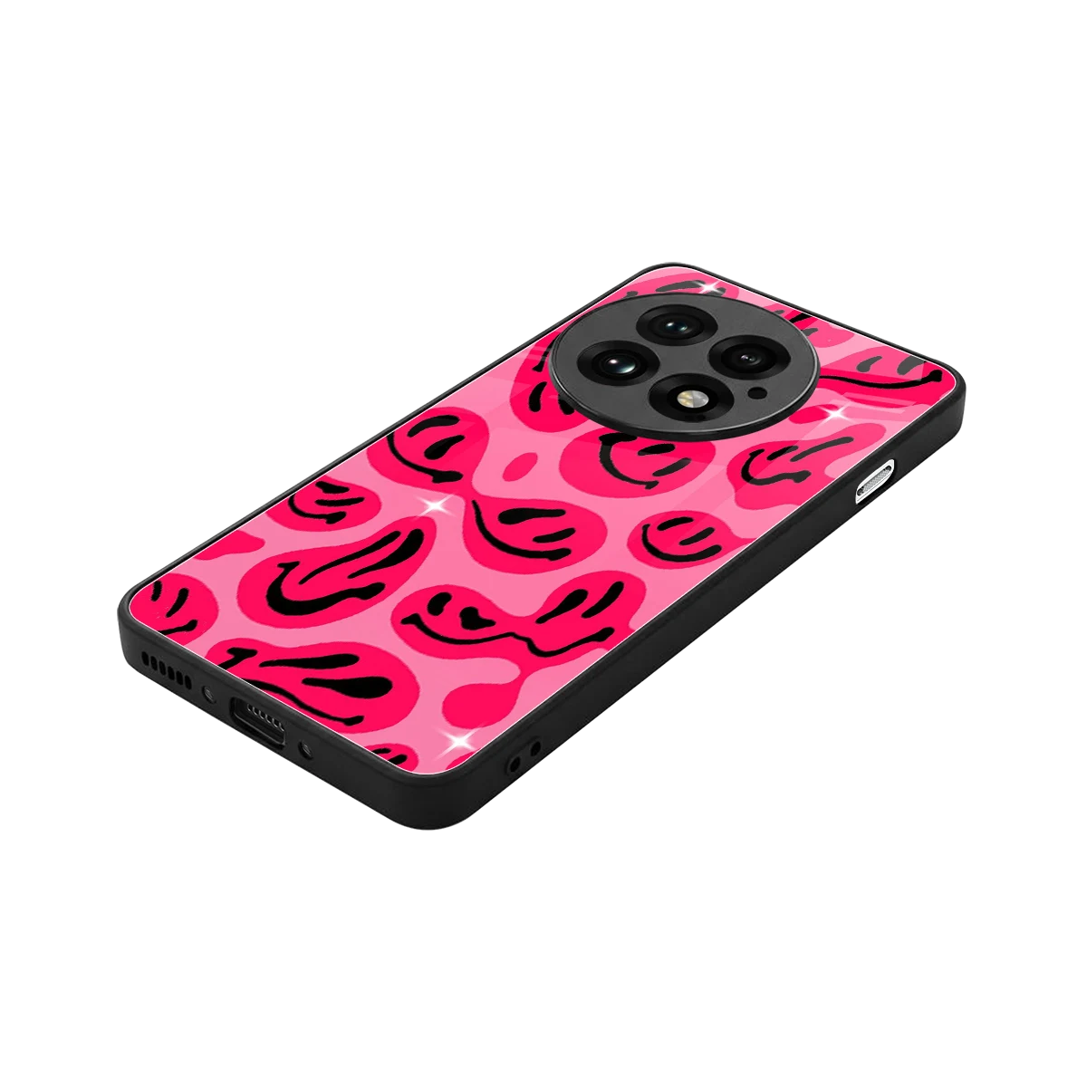 Acid Smiles Pink stylish phone case for oneplus 13 | glossy glass and slim fit