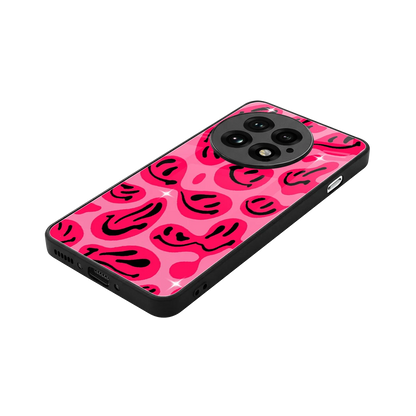 Acid Smiles Pink stylish phone case for oneplus 13 | glossy glass and slim fit