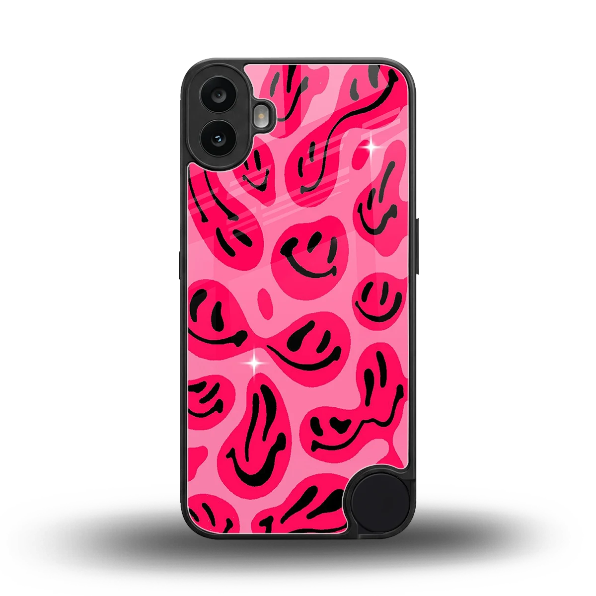 Acid Smiles Pink back phone cover | glass case for cmf nothing phone 1