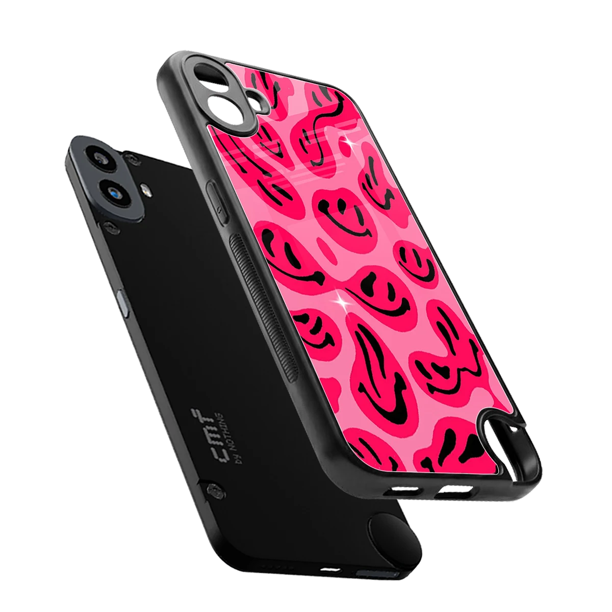Acid Smiles Pink sleek cmf nothing phone 1 cover with tempered glass back and TPU edges