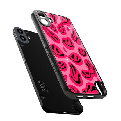 Acid Smiles Pink sleek cmf nothing phone 1 cover with tempered glass back and TPU edges