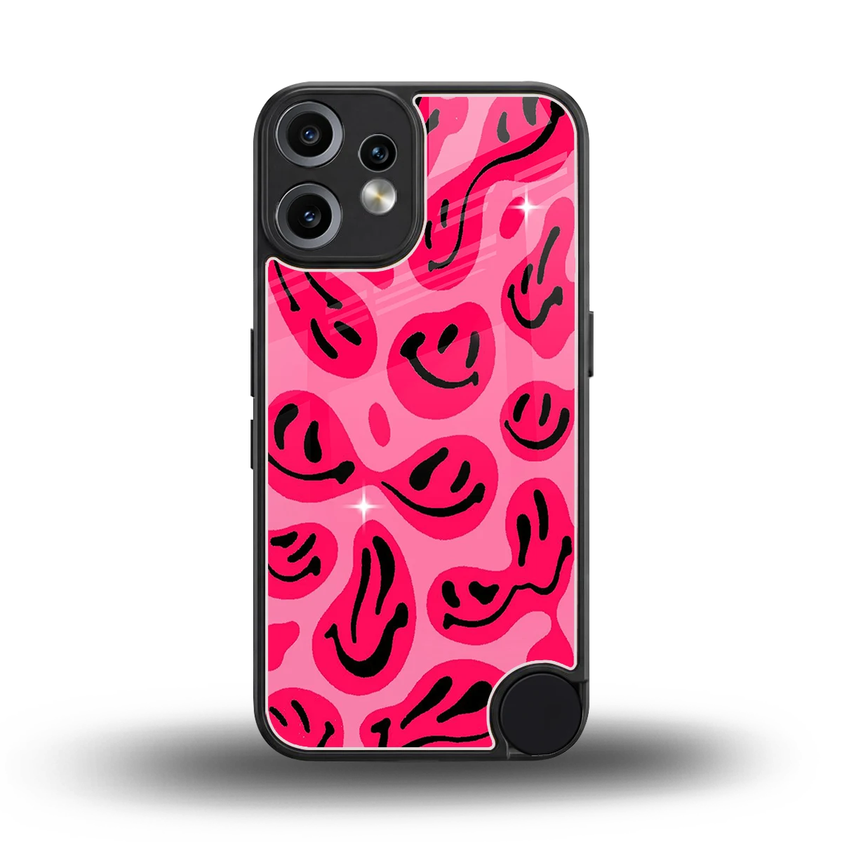 Acid Smiles Pink back phone cover | glass case for cmf nothing phone 2 pro